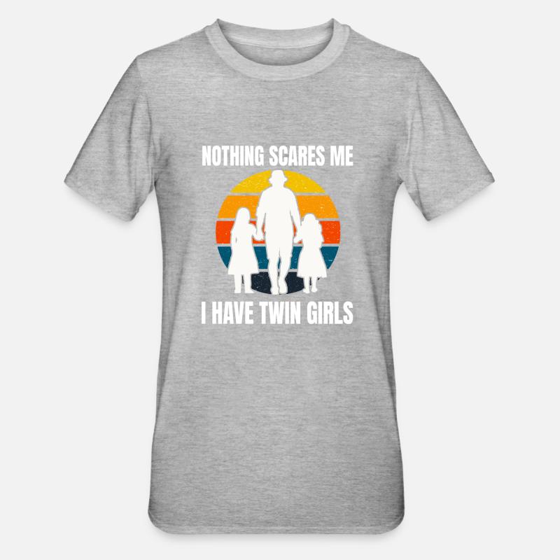 Dad with 2 twin daughters - Nothing Scared Me - Unisex Polycotton T-Shirt - heather grey