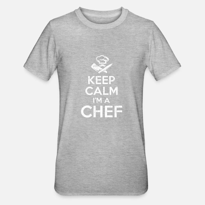 Keep Calm Chef - T-shirt polycoton Unisexe - gris chiné
