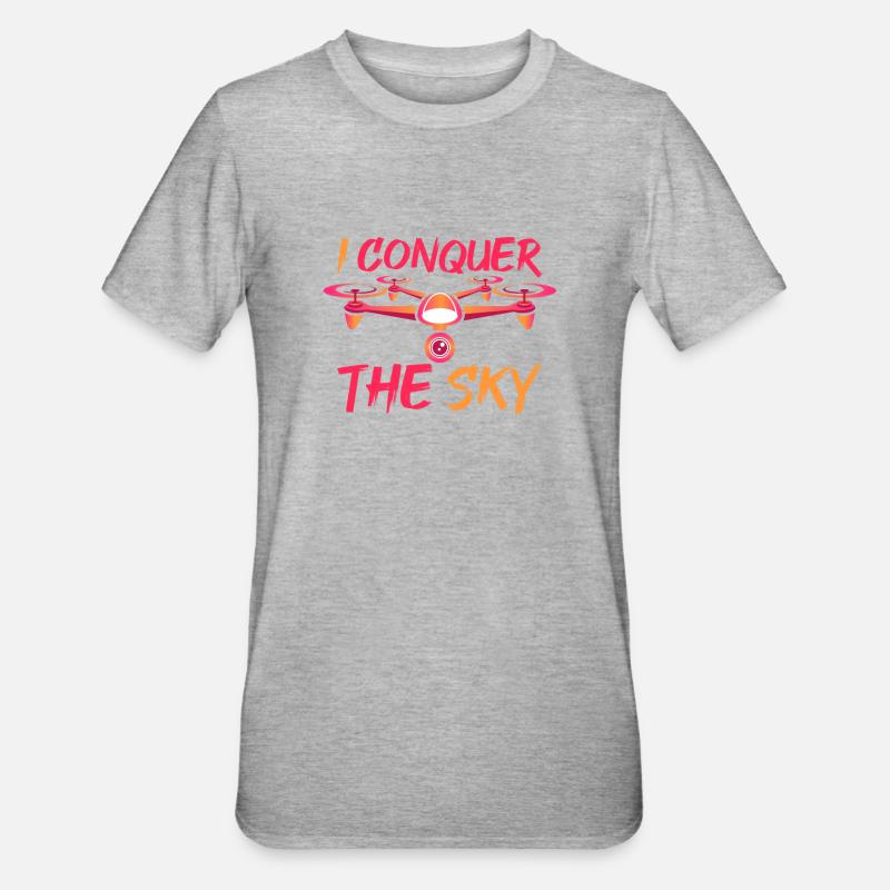 Drone Dronenpilot Quadrocopter - Unisex Polycotton T-Shirt - Grau meliert