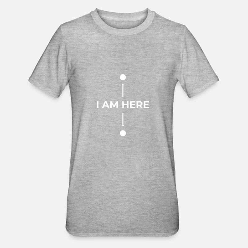 I Am Here Quantum Superposition Molecules Physics - Unisex Polycotton T-Shirt - Grau meliert
