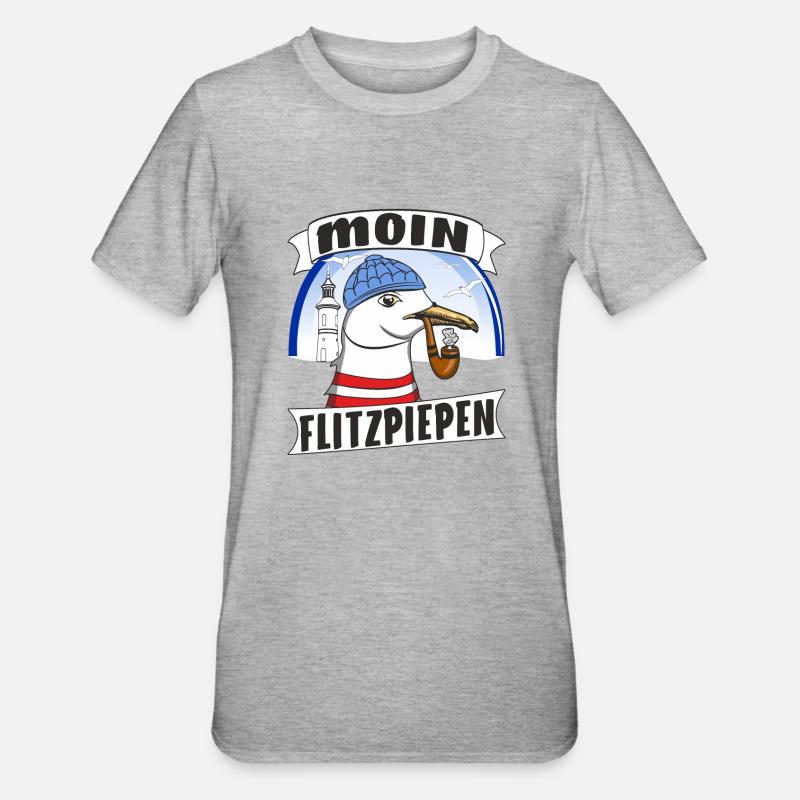 MÖWE MOIN FLITZPIEPEN - Unisex Polycotton T-Shirt - Grau meliert
