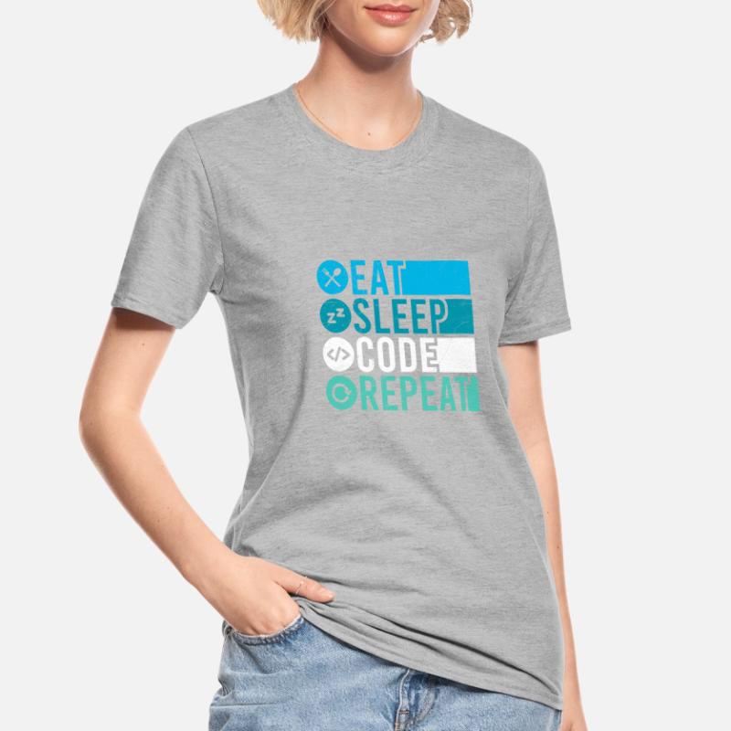 Eat Sleep Code Repeat Programmierer Software Unisex Polycotton T-Shirt