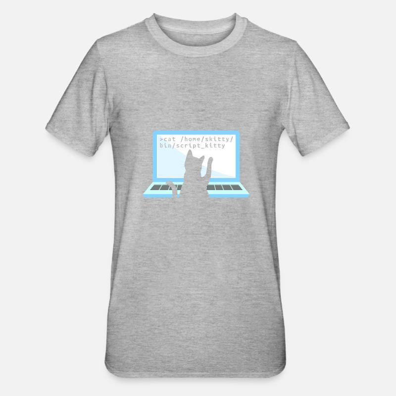 Katze als Programmierer Coder Katzenbesitzer - Unisex Polycotton T-Shirt - Grau meliert