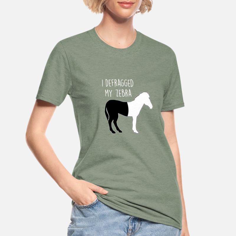 I defragged my Zebra Coder Informaticien Hacker T-shirt polycoton Unisexe