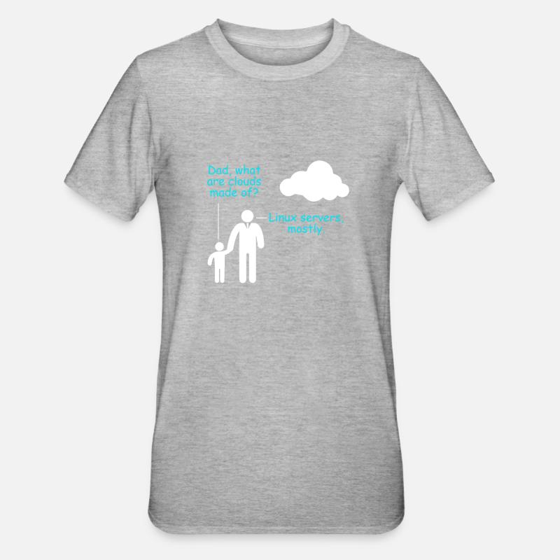 Coder Software Entwickler Witz Cloud Linux Server - Unisex Polycotton T-Shirt - Grau meliert