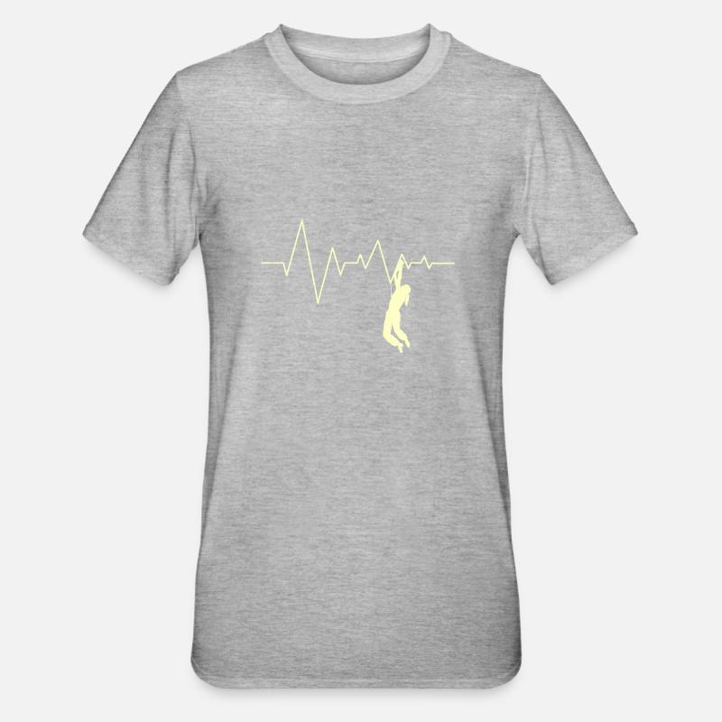 Kletter Boulder Herzschlag Herzfrequenz Klettern - Unisex Polycotton T-Shirt - Grau meliert