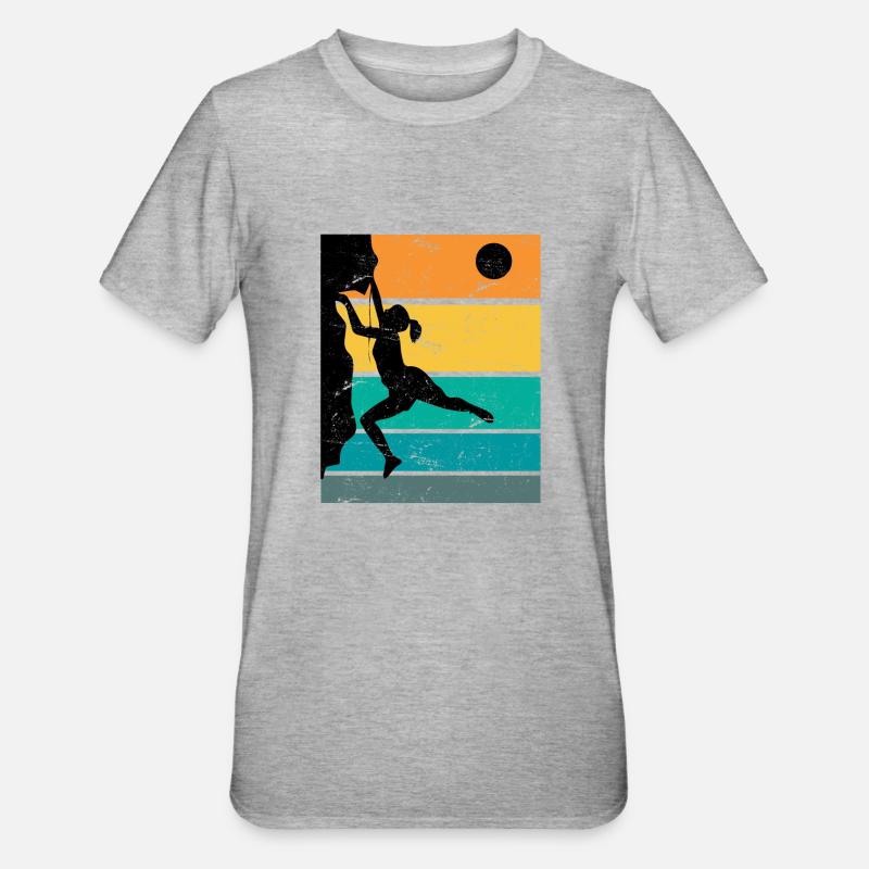 Retro Boulder Escalade de roches Escalade libre - T-shirt polycoton Unisexe - gris chiné