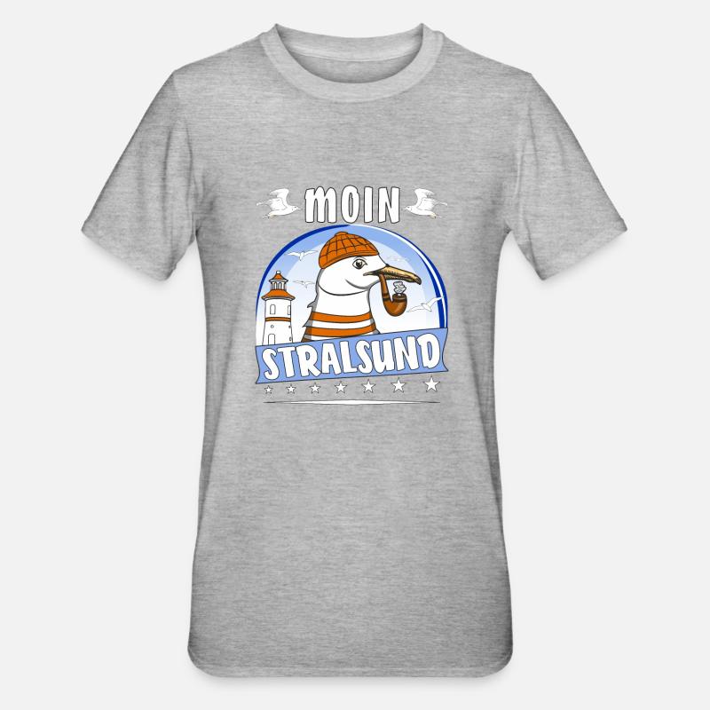 MÖWE MOIN STRALSUND - Unisex Polycotton T-Shirt - Grau meliert