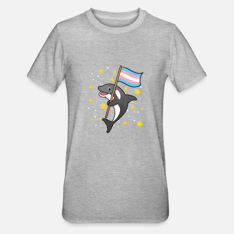 Trans Pride Orca - T-shirt polycoton Unisexe - gris chiné