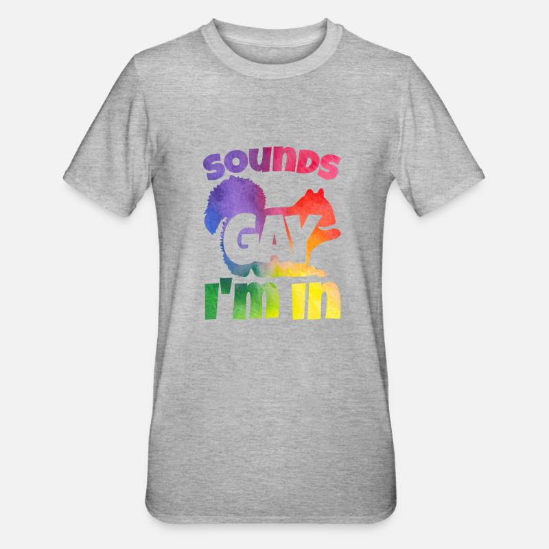 Eichhörnchen und ein Regenbogen - Unisex Polycotton T-Shirt - Grau meliert