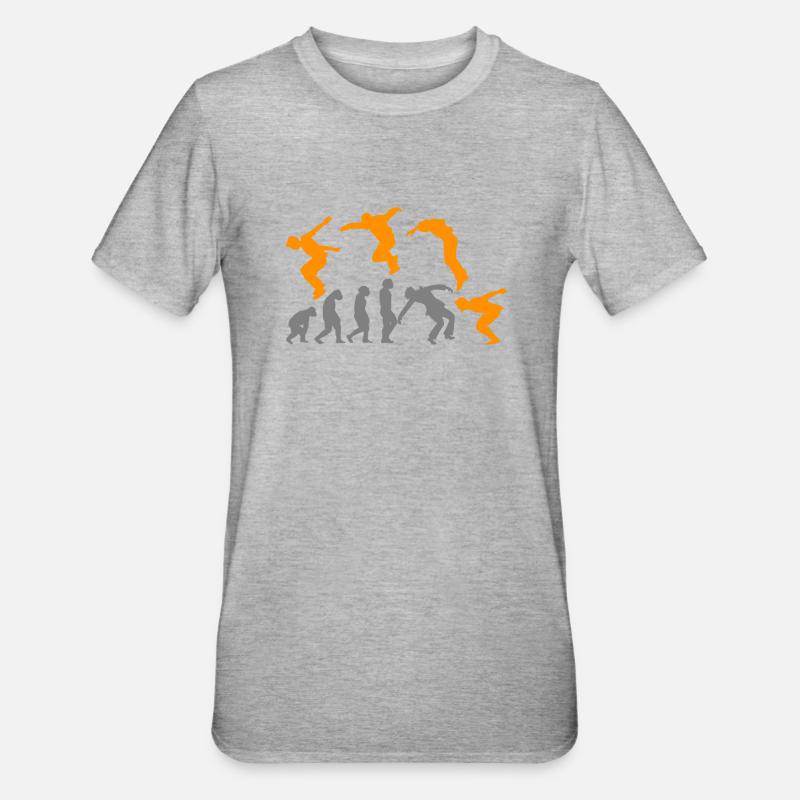 Parkour Parkourläufer Hindernisparkour Evolution - Unisex Polycotton T-Shirt - Grau meliert
