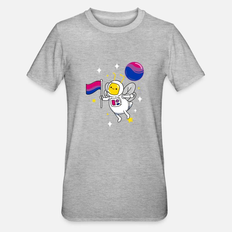 Abeilles Dans l’espace Bisexual Pride - T-shirt polycoton Unisexe - gris chiné
