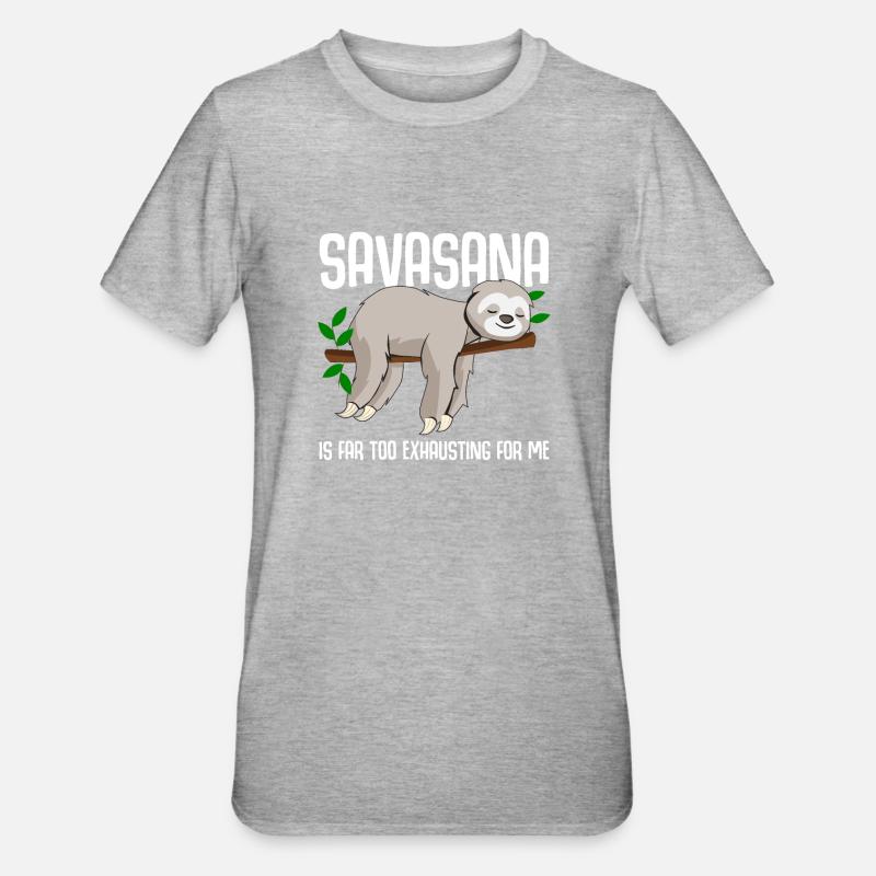 Savasana Sloth Yoga - T-shirt polycoton Unisexe - gris chiné