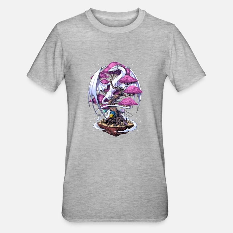 Japanische Drachenkirschblüte - Unisex Polycotton T-Shirt - Grau meliert