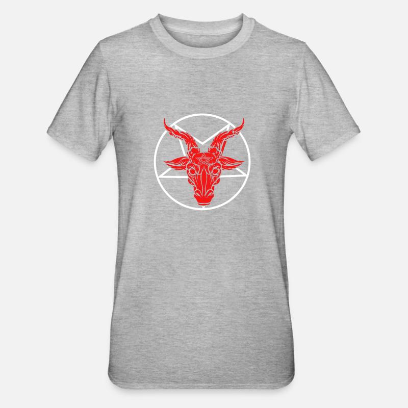 Symbole de Satan Diable Baphomet - T-shirt polycoton Unisexe - gris chiné