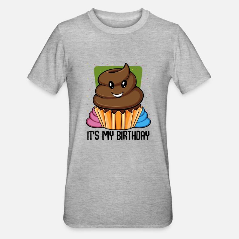 Drôle de cupcake de caca - T-shirt polycoton Unisexe - gris chiné