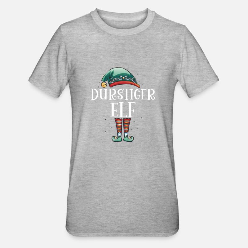 Weihnachten Partnerkostüm Durstige Elf Elfe Elfen - Unisex Polycotton T-Shirt - Grau meliert