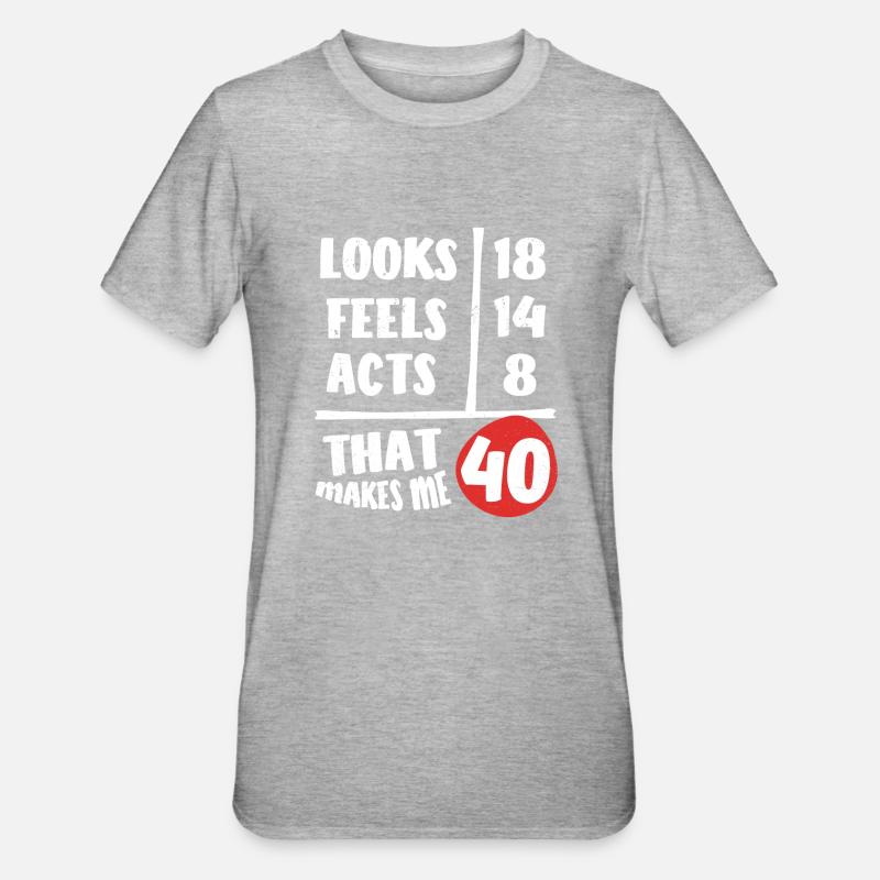 40e anniversaire, 40 ans - T-shirt polycoton Unisexe - gris chiné