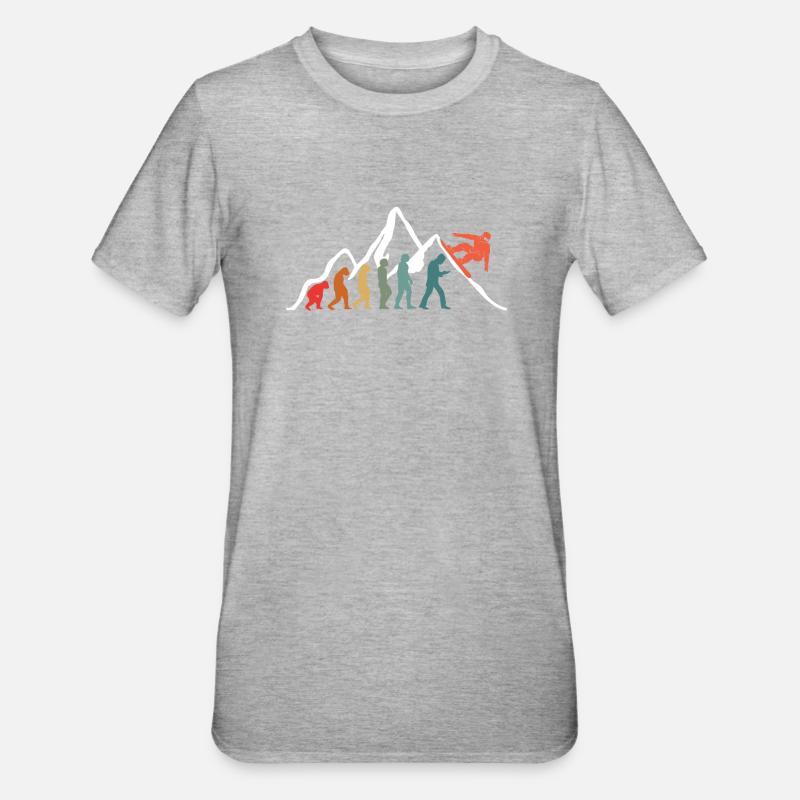 Snowboard Snowboarding Evolution Snowboarder - T-shirt polycoton Unisexe - gris chiné