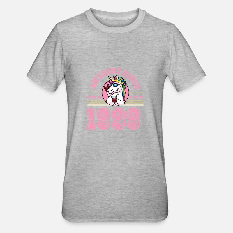 1999 Awesome Einhorn - Unisex Polycotton T-Shirt - Grau meliert