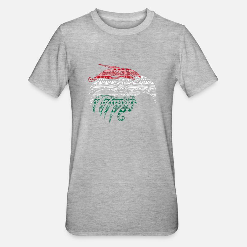Mexican Eagle Aztec style, - Unisex Polycotton T-Shirt - heather grey