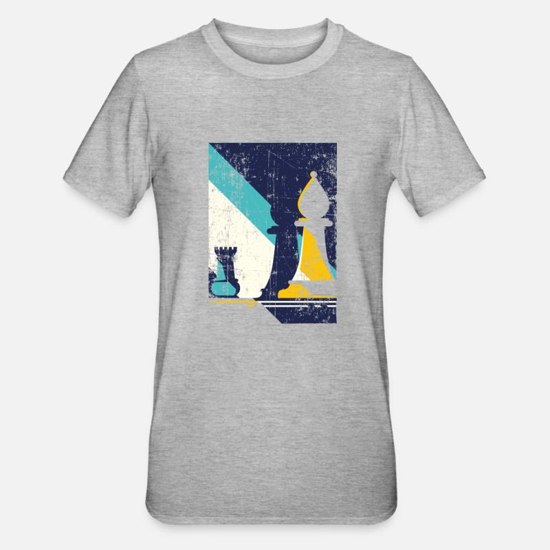 Cadeau de joueur d’échecs rétro - T-shirt polycoton Unisexe - gris chiné
