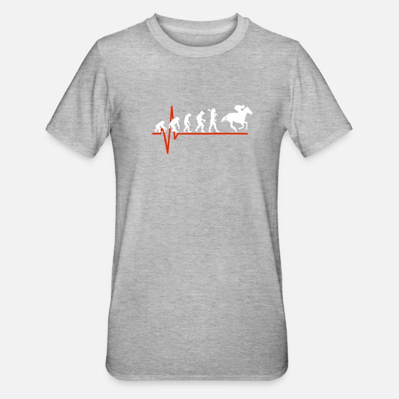 Horse Racing Heartbeat - EVOLUTION DES COURSES DE CHEVAUX - T-shirt polycoton Unisexe - gris chiné