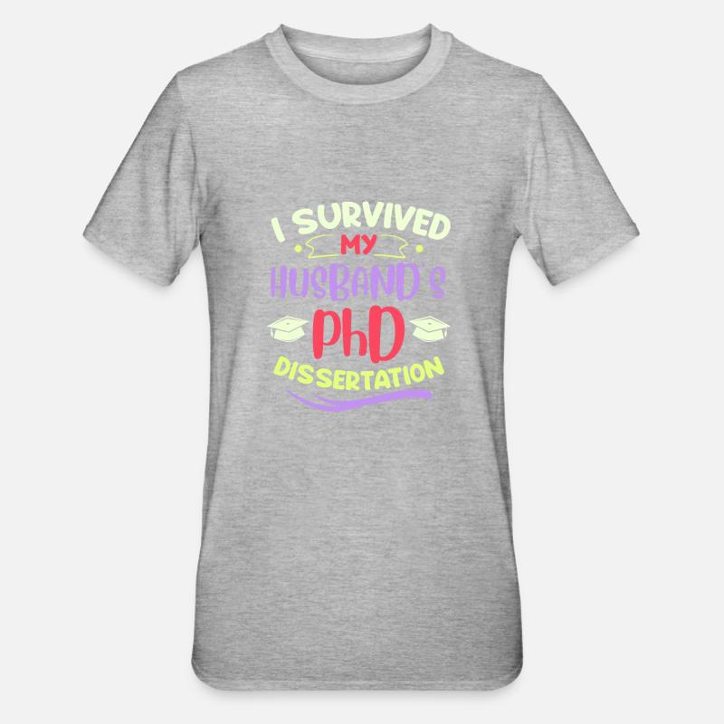 Husband's dissertation survived partners - Unisex Polycotton T-Shirt - heather grey
