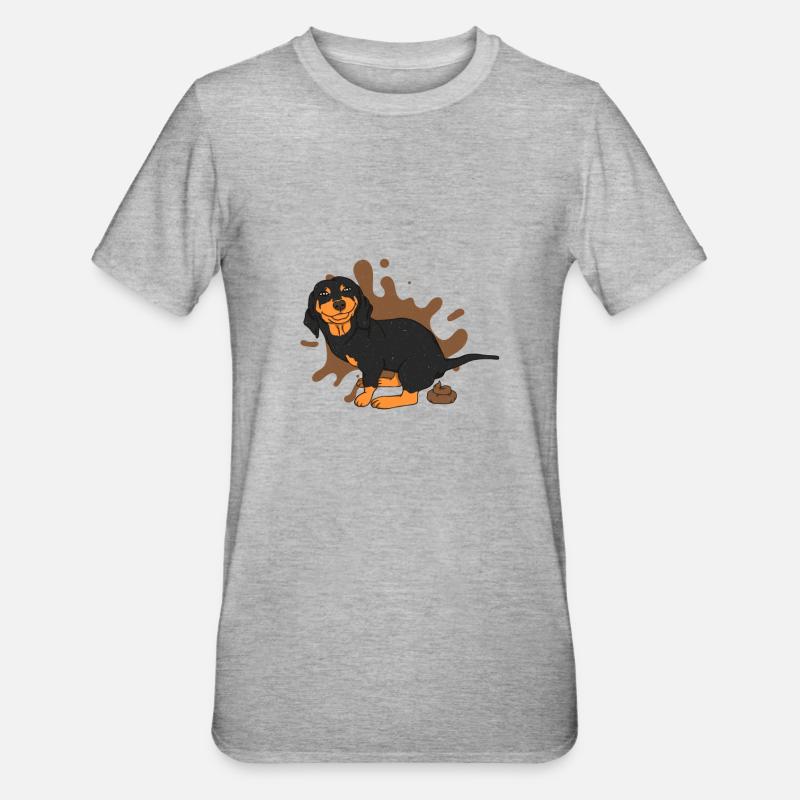 Tas de caca de teckel - T-shirt polycoton Unisexe - gris chiné