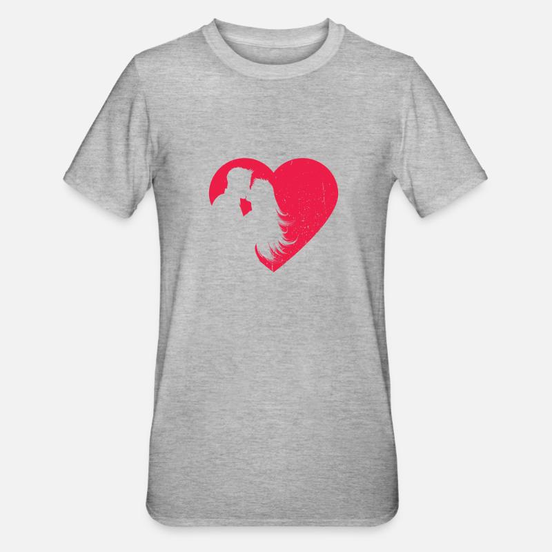 | cardiaque Saint-Valentin - T-shirt polycoton Unisexe - gris chiné