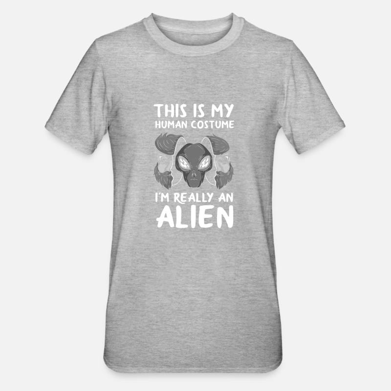 Drôle Alien Ufo Alien Gift - T-shirt polycoton Unisexe - gris chiné