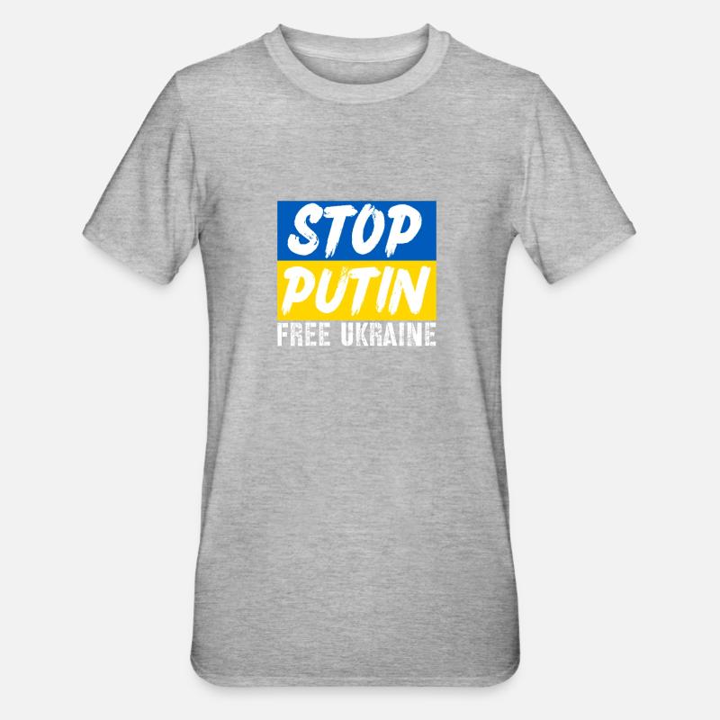 Arrêtez Poutine - T-shirt polycoton Unisexe - gris chiné