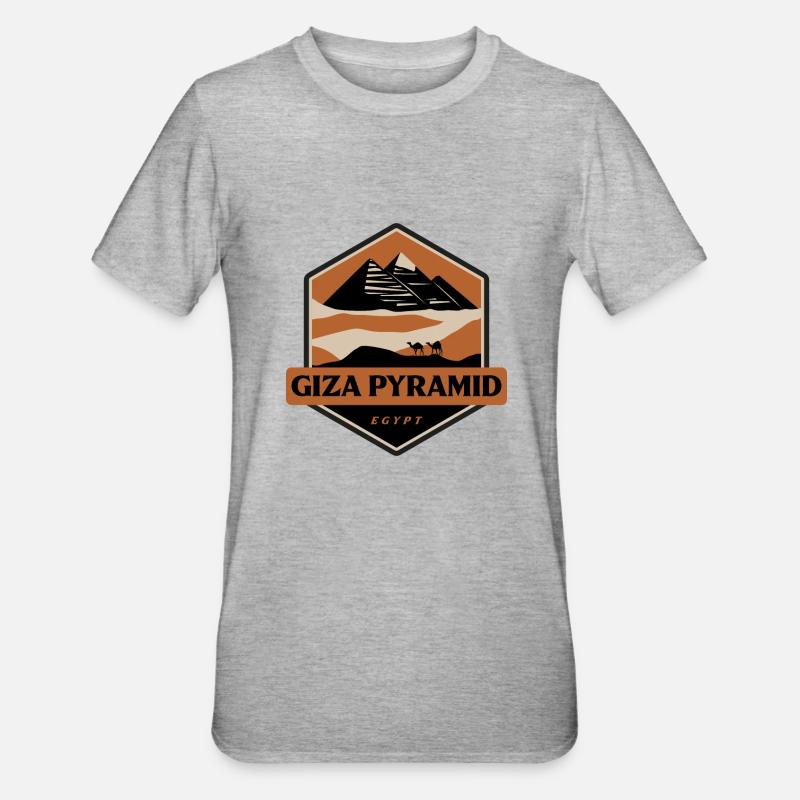 Pyramide de Gizeh - Egypte - T-shirt polycoton Unisexe - gris chiné