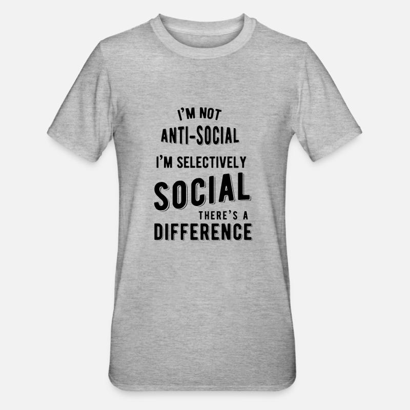 Je ne suis pas antisocial - T-shirt polycoton Unisexe - gris chiné