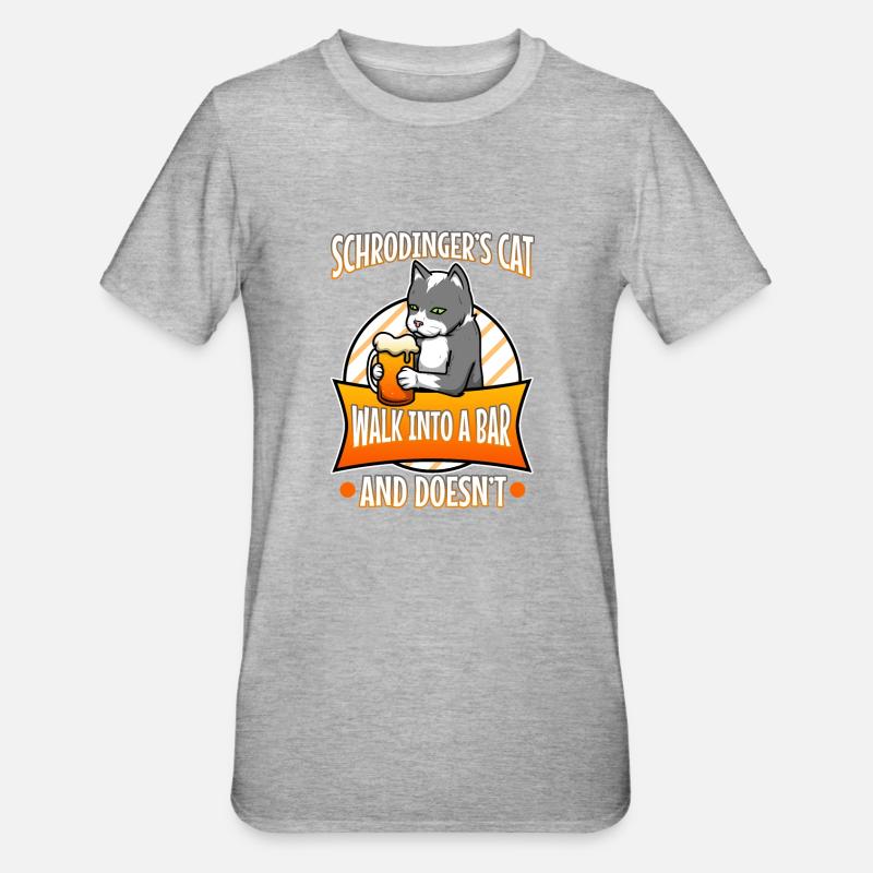 Le chat de Schrodinger - T-shirt polycoton Unisexe - gris chiné