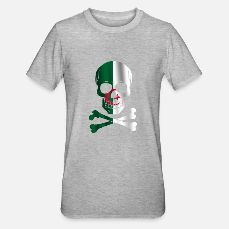 Drapeau de l’Algérie - T-shirt polycoton Unisexe - gris chiné