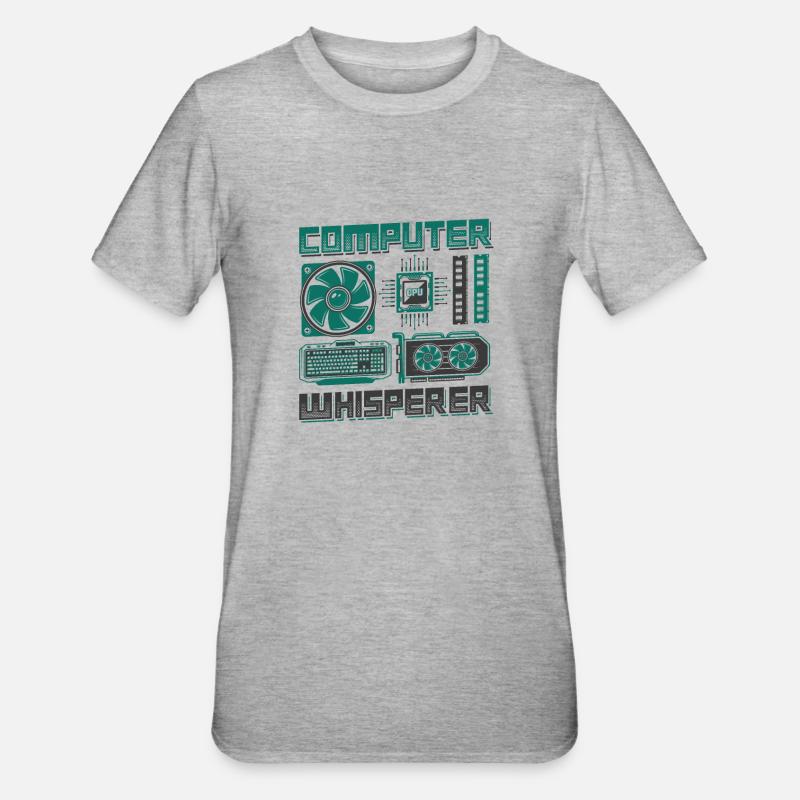 Computer Whisperer IT Support - Unisex Polycotton T-Shirt - heather grey