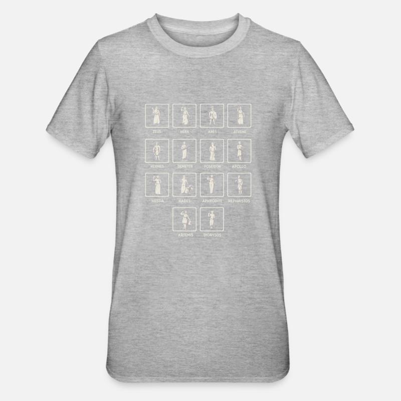 Mitologia greca, mito greco Dei - Maglietta unisex, mix cotone e poliestere - grigio melange