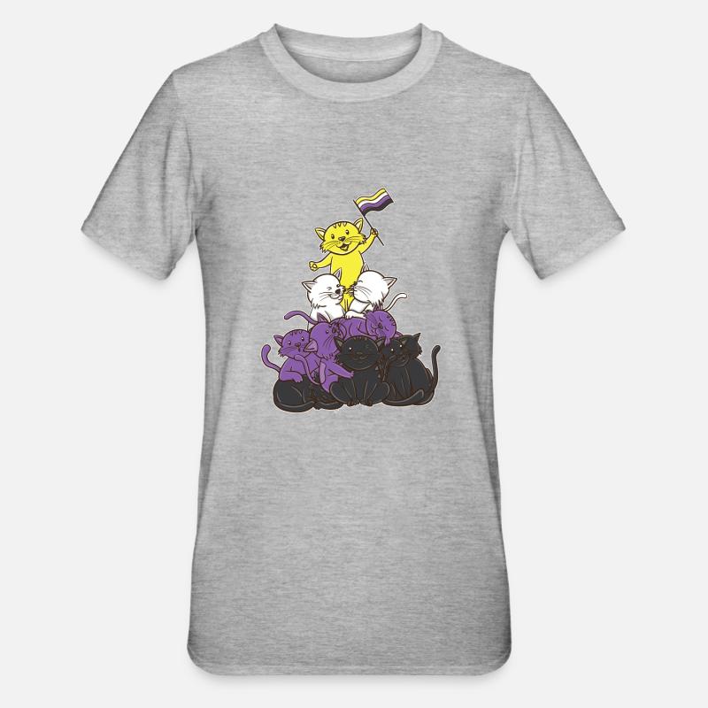 Non-binary cats Non-binary pride - Unisex Polycotton T-Shirt - heather grey