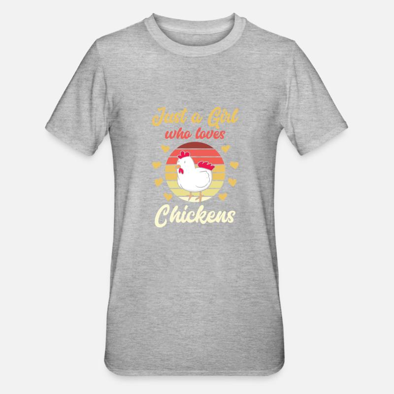 Huhn Hühner Mädchen - Unisex Polycotton T-Shirt - Grau meliert