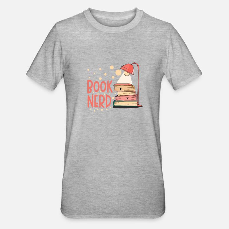 Book-nerd-bookworm-reading-book-reader - T-shirt polycoton Unisexe - gris chiné