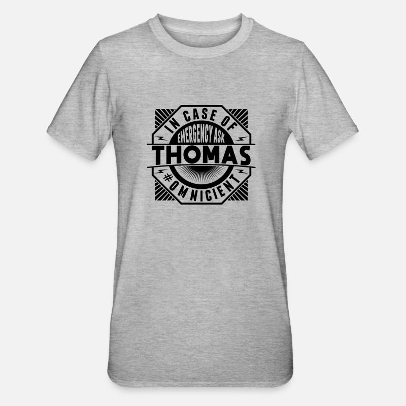 Fragen Sie Im Notfall Thomas - Unisex Polycotton T-Shirt - Grau meliert
