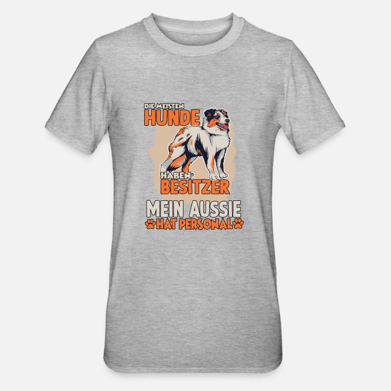 Australian Shepherd Hundebesitzer lustiges Aussie - Unisex Polycotton T-Shirt - Grau meliert