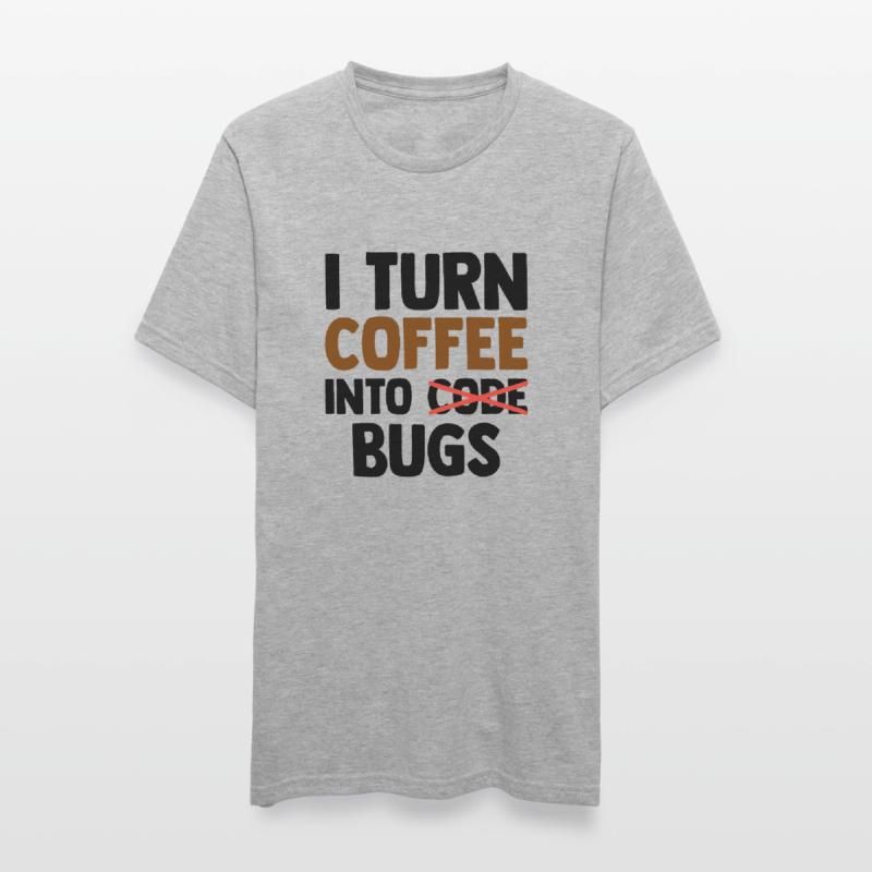 I Turn Coffee Into Bugs Coding Programming Softwar Unisex Polycotton T-Shirt
