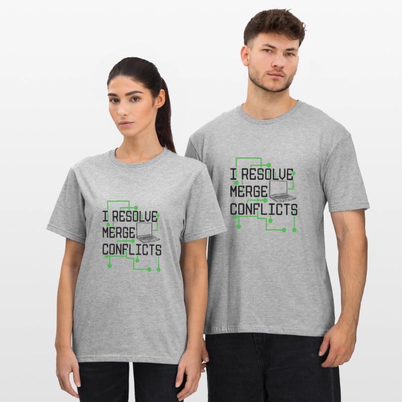 I Resolve Merge Conflicts Coder Software Developer Unisex Polycotton T-Shirt