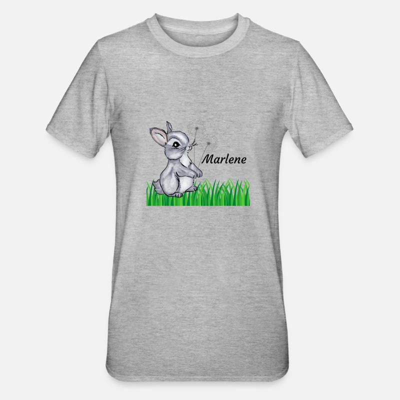 Nom de lapin Cadeau Marlene - T-shirt polycoton Unisexe - gris chiné