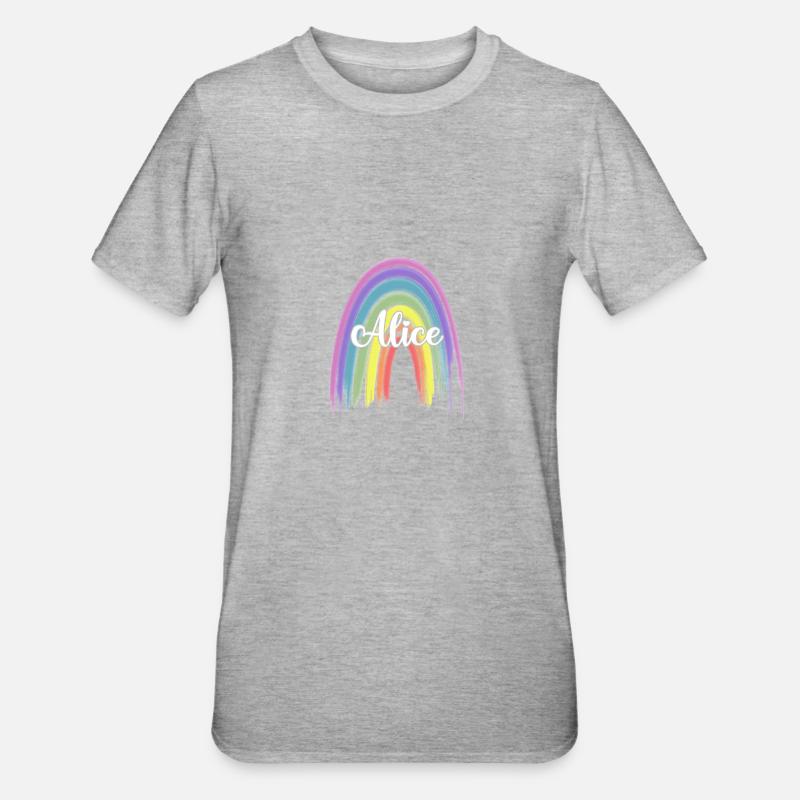 ALICE Arc-en-ciel Cursive - T-shirt polycoton Unisexe - gris chiné