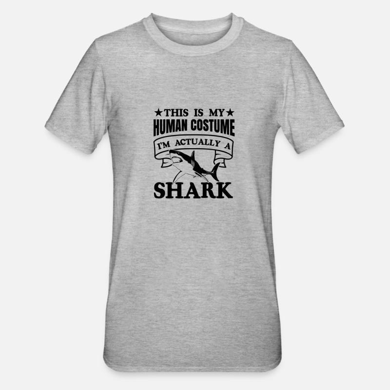 requin, grand requin blanc, requins, mégalodon, requin, requin marteau - T-shirt polycoton Unisexe - gris chiné