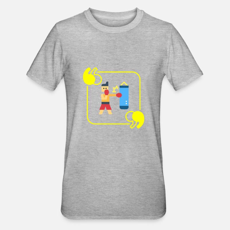 Boxing Pixel - Boxer Geschenkidee - Unisex Polycotton T-Shirt - Grau meliert