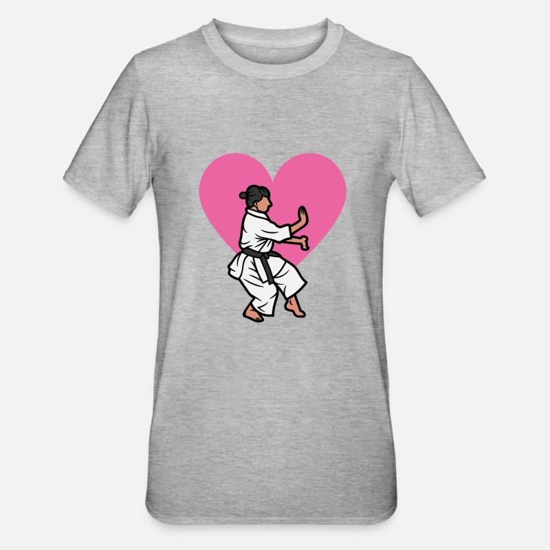 Karate Liebe - Karate Geschenkidee - Unisex Polycotton T-Shirt - Grau meliert
